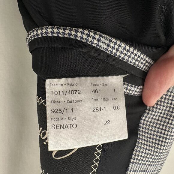 jacket blazer sport coat wool silk plaid gray made in italy 46L